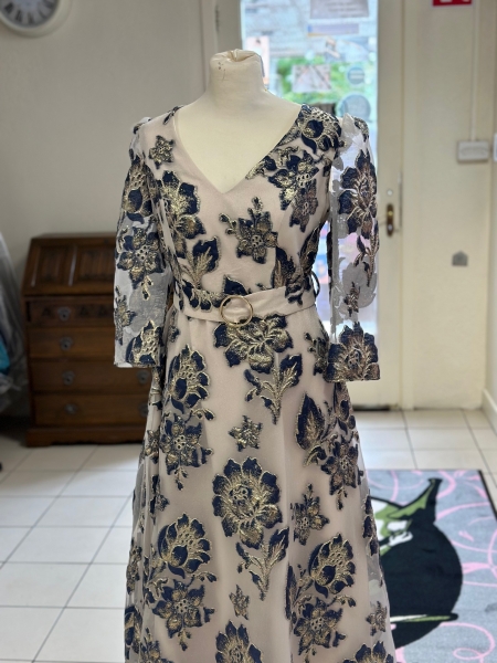 130085 Navy Gold Dress