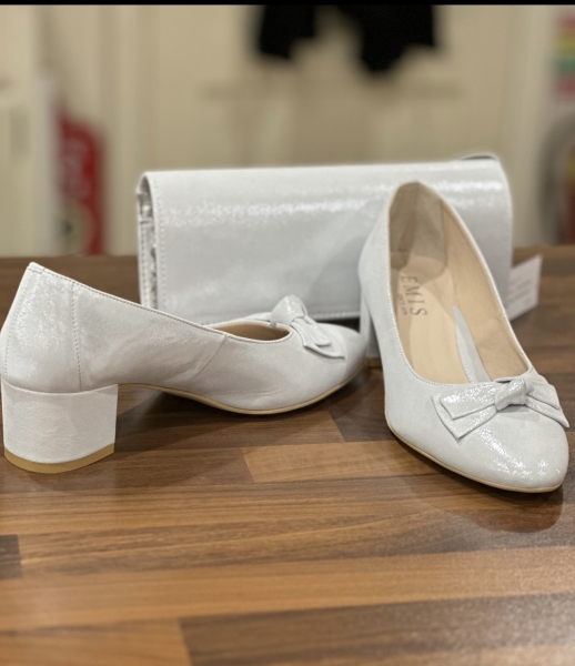 S7705 - Maryann - White/Silver Shoe & Bag