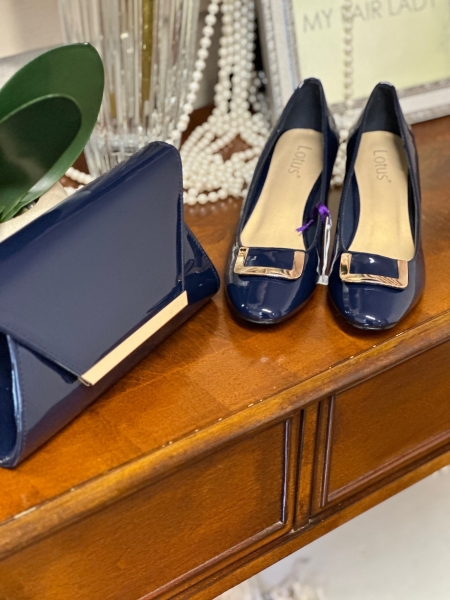 Martha Navy/Gold Clutch Bag